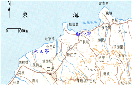 臺北大田寮至白沙灣棲地位置圖