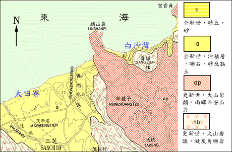 大田寮至白沙灣棲地地質圖