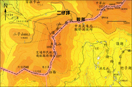 陽明山二子坪棲地位置圖