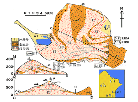 龜山島位置與地質圖